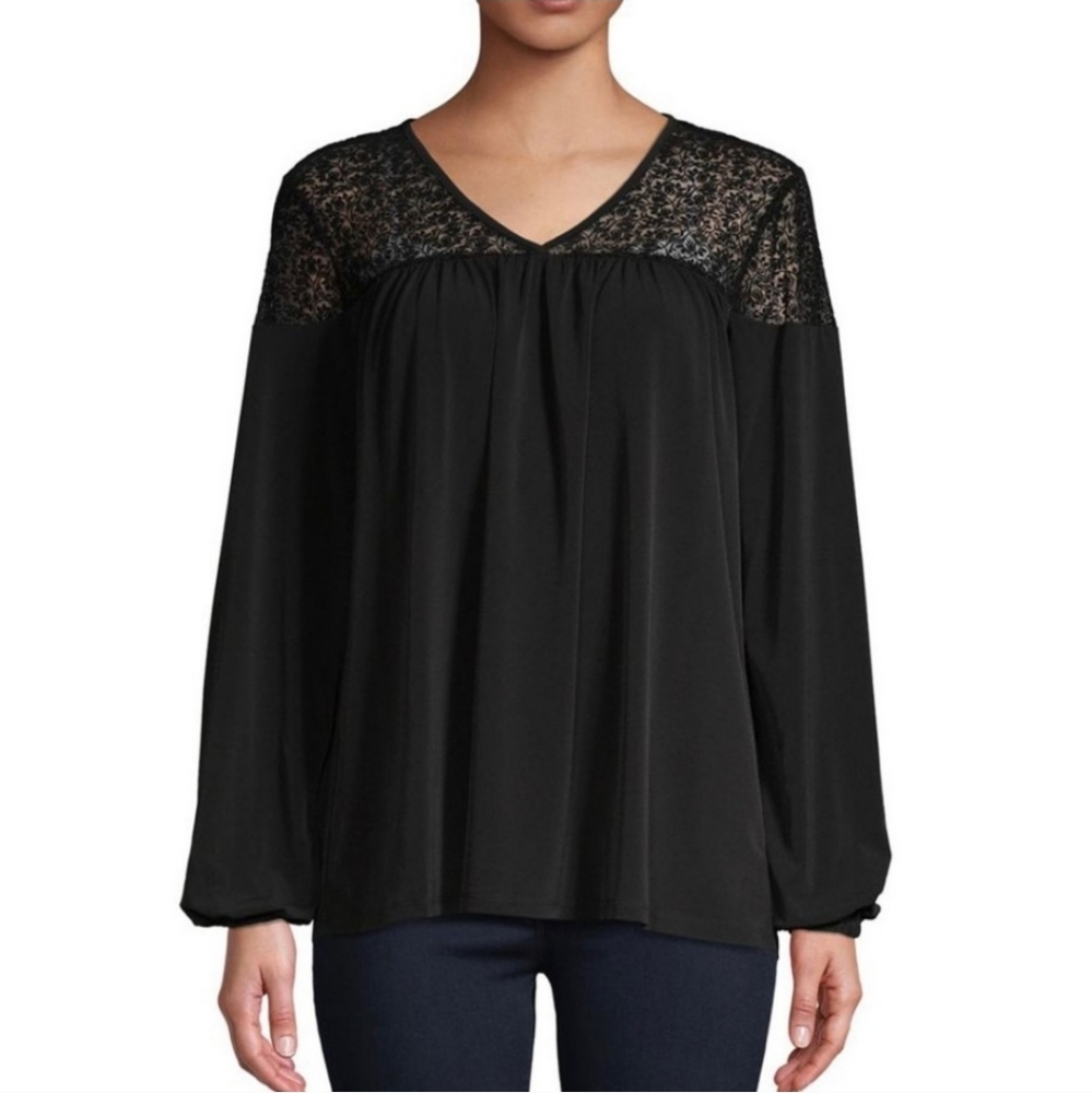 NWT MICHAEL KORS V Neck Shirred Yoke Top